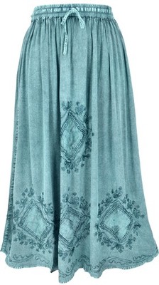 Bestickter Boho Hippierock, indischer Maxirock - aqua/Design 9