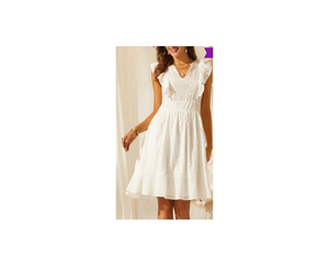 white flutter dress