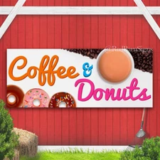 Coffee & Donuts Vinyl Banner with Optional Sizes (Made in the USA)