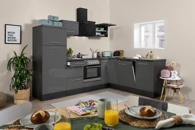 Küche Küchenzeile Winkelküche Eiche Grau Amanda 260 x 200 cm Respekta Premium - Bild 1 von 4