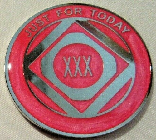 JUST FOR TODAY Narcotics Anonymous PINK 30 Year Medallion NA clean coin ...