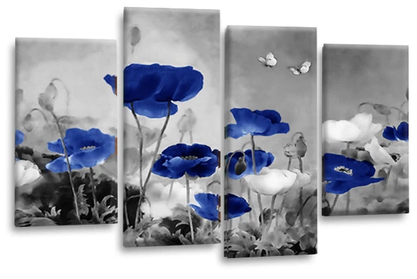 Floral Wall Art Blue Living Room Bedroom Framed Canvas Picture Ready to Hang - Image 3 of 4