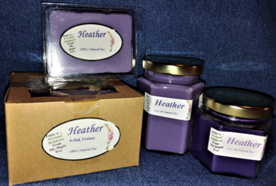 **NEW** Hand Poured Flower Floral Scents Soy Candles, Tarts & Votives - Heather