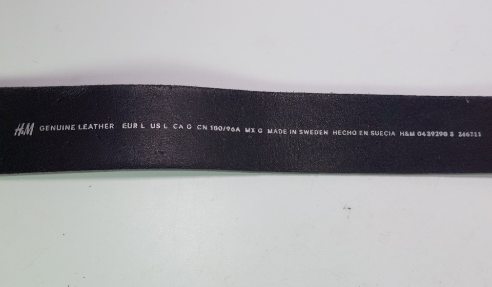 MEN'S H & M MADE IN SWEDEN BLACK GENUINE LEATHER BELT SIZE L 38/80cm