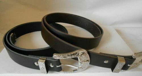 ALEXON Vintage green Embossed Real leather brass belt Made  display picture 2