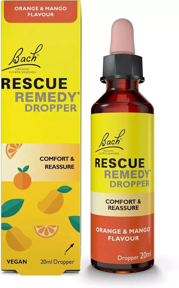 Rescue Remedy Dropper 20ml (Orange & Mango) Comfort & Reassurance - VEGAN