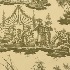 LEE JOFA LA FOIRE DU CAIRE TOILE DARK BEIGE CAMELS SHIPS FABRIC BY YARD 59"W