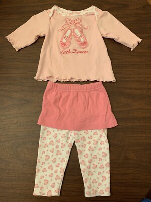 Ballet Little Dancer Bon Bébé Baby 0-3 Months 2-Piece Pink Outfit Set STAINS