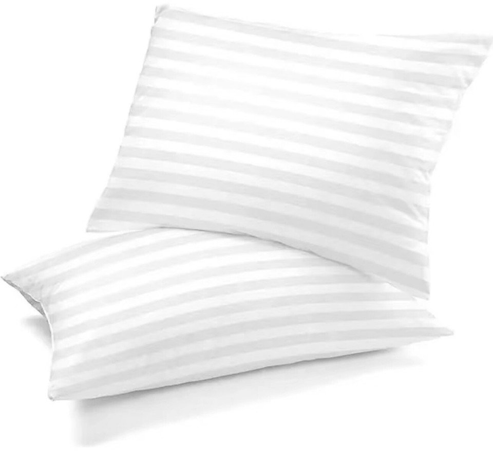 BHS HOTEL PILLOWS Pair Twin Pack Pillows White Stripe eBay