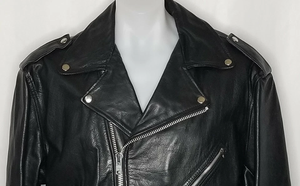 Chaqueta de moto clásica de cuero vintage Bruno Giovanni para hombre talla 48 Foto 2 de 4
