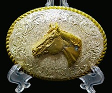 Crumrine Horse Western Cowboy Cowgirl Western Vintage Belt Buckle