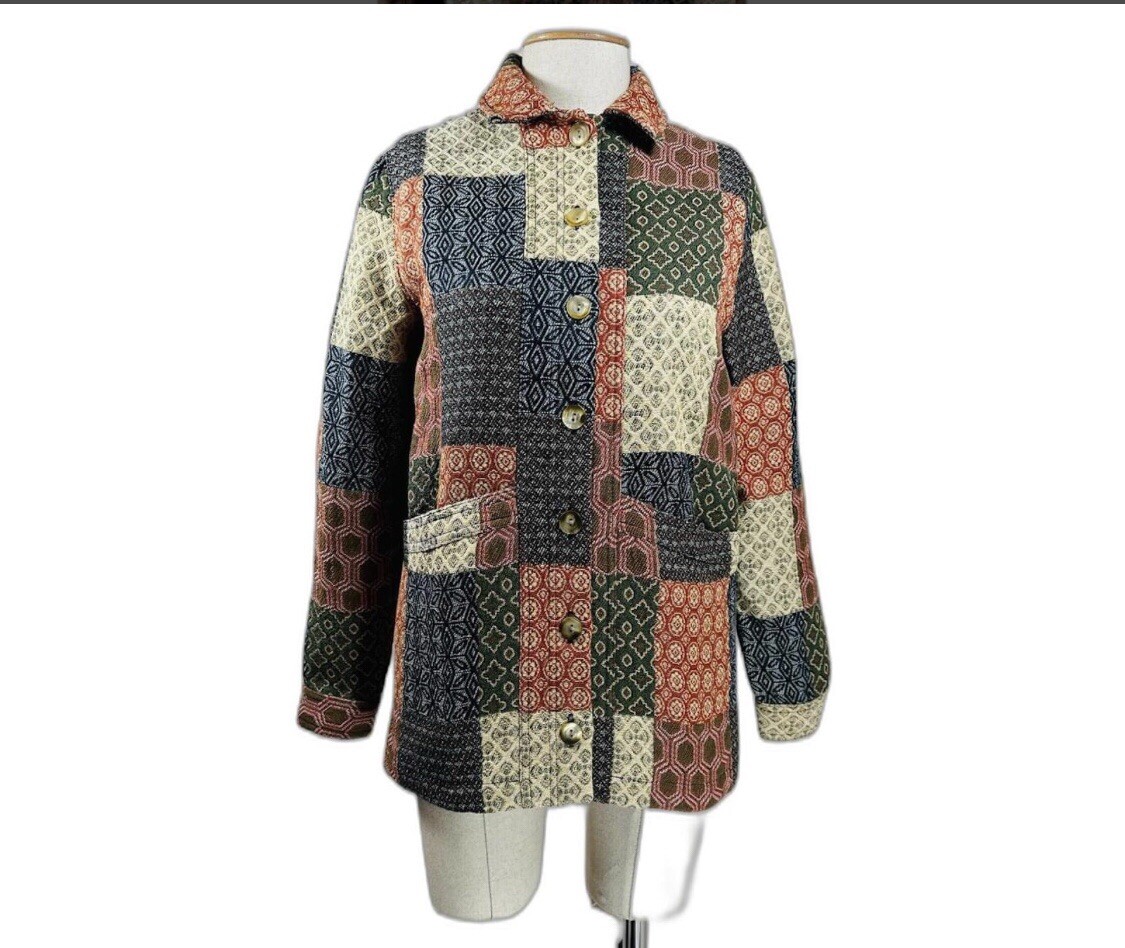 Sezane Will Jacket Dana Patchwork Jacquard Small … - image 8