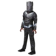 Black Panther Deluxe Child Costume Padded Jumpsuit, Mask Necklace Rubie's 640909