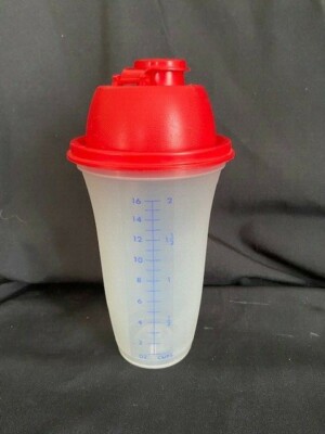 VTG TUPPERWARE 844-2 GRAVY SHAKER/MIXER W/LID 864-2 & BLENDER WHEEL 86-12 RED
