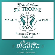 Shabby Chic  STENCIL: French St Tropez Beach House Ad (DIY Furniture Print) #043