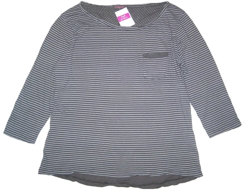 FRESH PRODUCE Small Gray $59 Reflection Striped Cotton 3/4 Sleeve Top NWT S