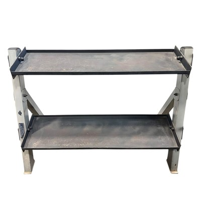 Gym Kettlebell Dumbbell Rack 3 1/2' Wide Double Tier Metal Heavy Duty Body Solid