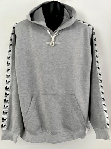 ADIDAS ORIGINALS TNT TREFOIL TAPE PULLOVER HOODIE HEATHER GRAY MENS LARGE | eBay