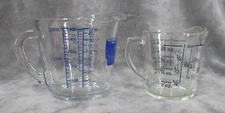 Anchor Hocking Fire King Measuring Cup Set Oven Originals Clear Glass 2 Piece