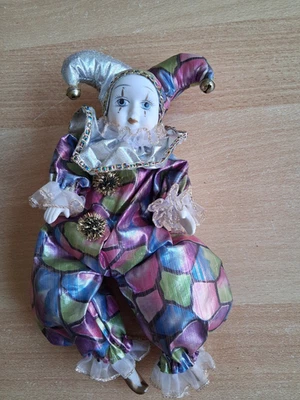 Clown Puppe, Harlekin, 28cm, Nr. 9 - Bild 1 von 2