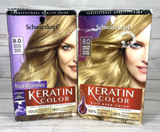 Schwarzkopf Keratin Color 8.0 Medium Blonde Permanent Hair Color 2 Boxes