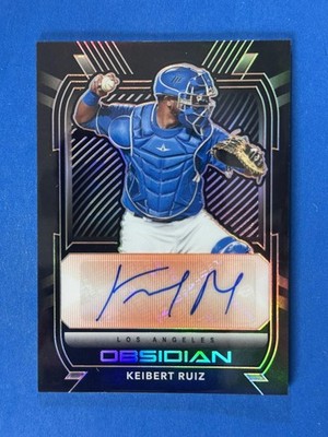 2021 Chronicles Obsidian Electric Etch Orange Keibert Ruiz Autograph #/50