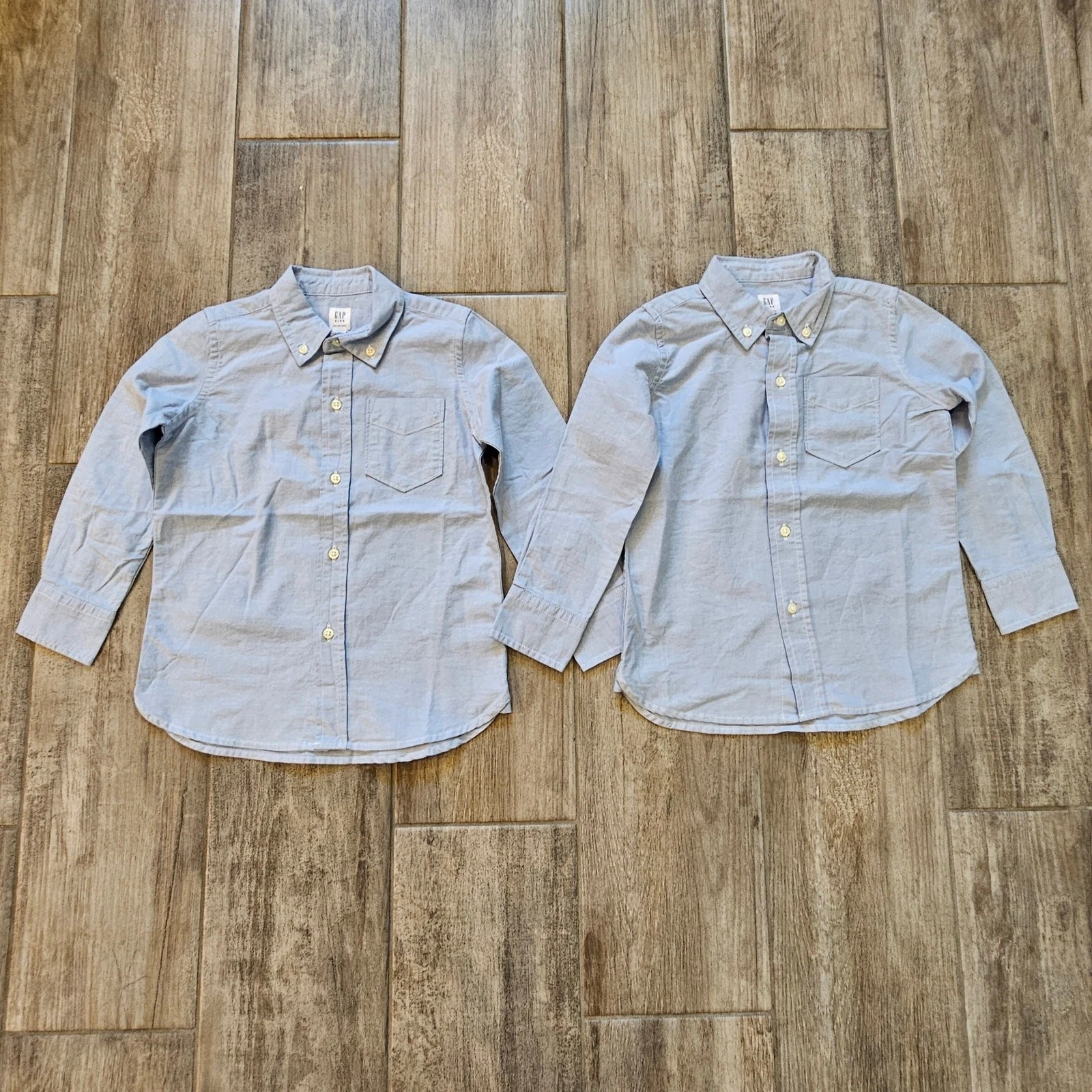 Gap Kids Blue Uniform Dress Shirts Lot of 2 Boys XS 4-5 Button Down School Prep