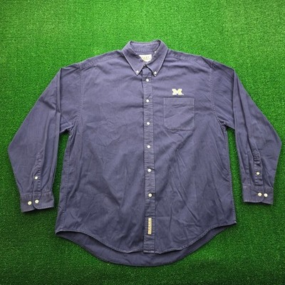 Michigan Wolverines Shirt Mens XL Blue Button Up Vintage College Football Sports