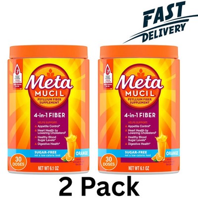 Metamucil 4-in-1 Fiber Sugar-Free Supplement (Orange) 6.1 OZ (2 Pack)