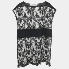 Valentino Black Sheer Silk Lace Mini Dress S