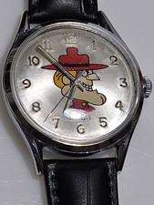 Jay Ward Productions 17 Jewels Animation Wristwatch Black Band 1971