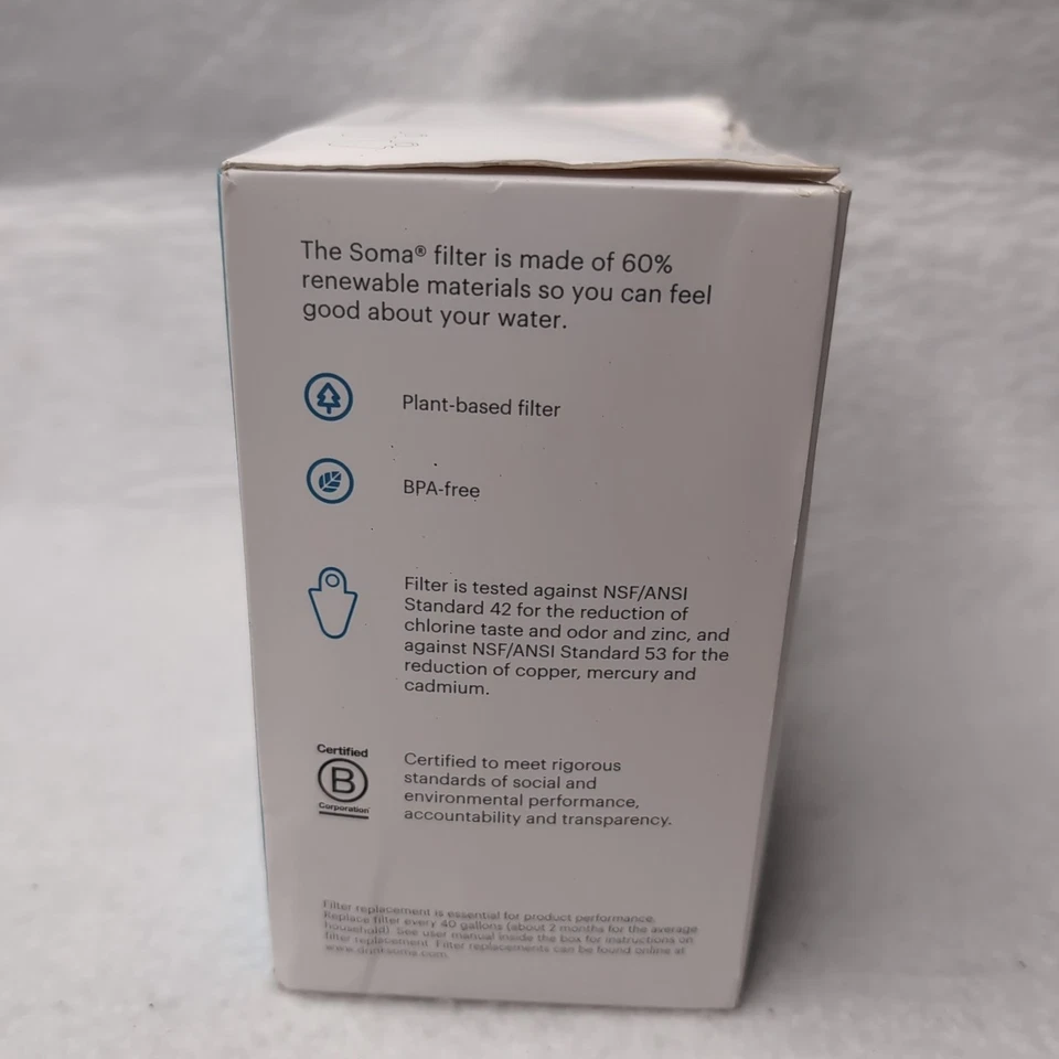 SOMA Sustainable Water Filters Replacement 2-Pack New-Sealed - Image 3 of 4
