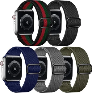 Bracelet de bracelet de montre élastique tressé compatible avec Apple Watch 38-49mm