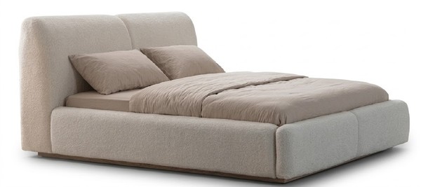 Beiges Bett LuxuriöSes Bett Mit Gepolstertem Kopfteil SchlafzimmermöBel-image