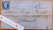 ● lettre 1862 Saint-Jean-d'Angély à M de Convert à Marseille timbre 14B cachets