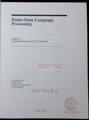 Finite-state language processing ed.. Language, speech, and communication; A Bra