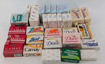 Vintage Soap 38 Bars Dove Caress Camay Zest Safeguard Jergens 1980s 1990s