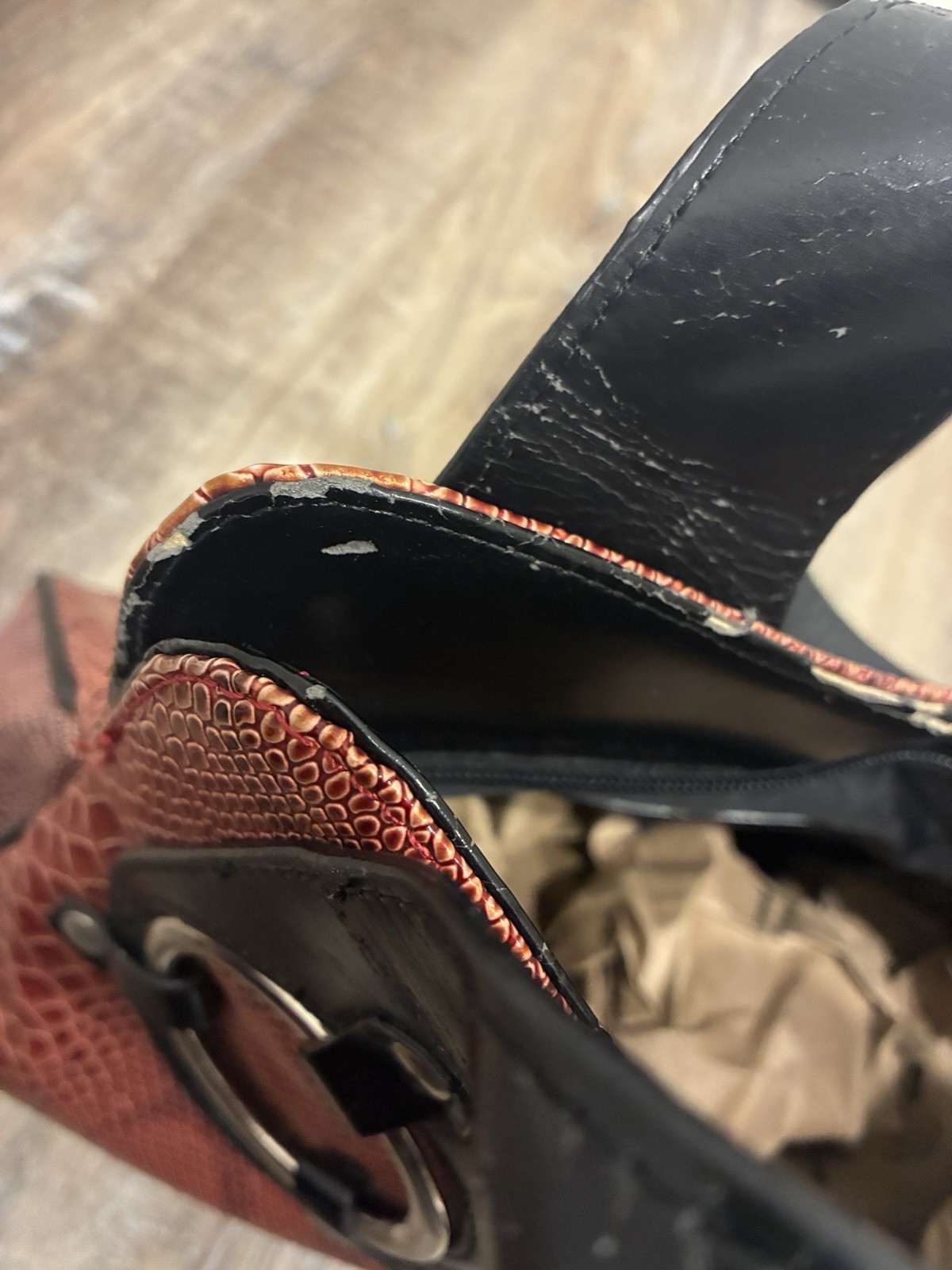 Prada Python Pattern Leather Brown Orange One Sho… - image 23