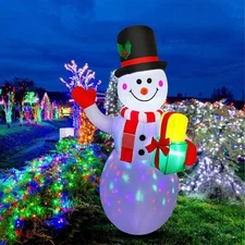 5ft Lighted Outdoor Christmas Snowman Decoration w/ 360°Roating LED Lights Decor