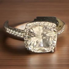 Sterling Silver 925 CZ Engagement Cocktail Ring Square Cut Measures Size 7
