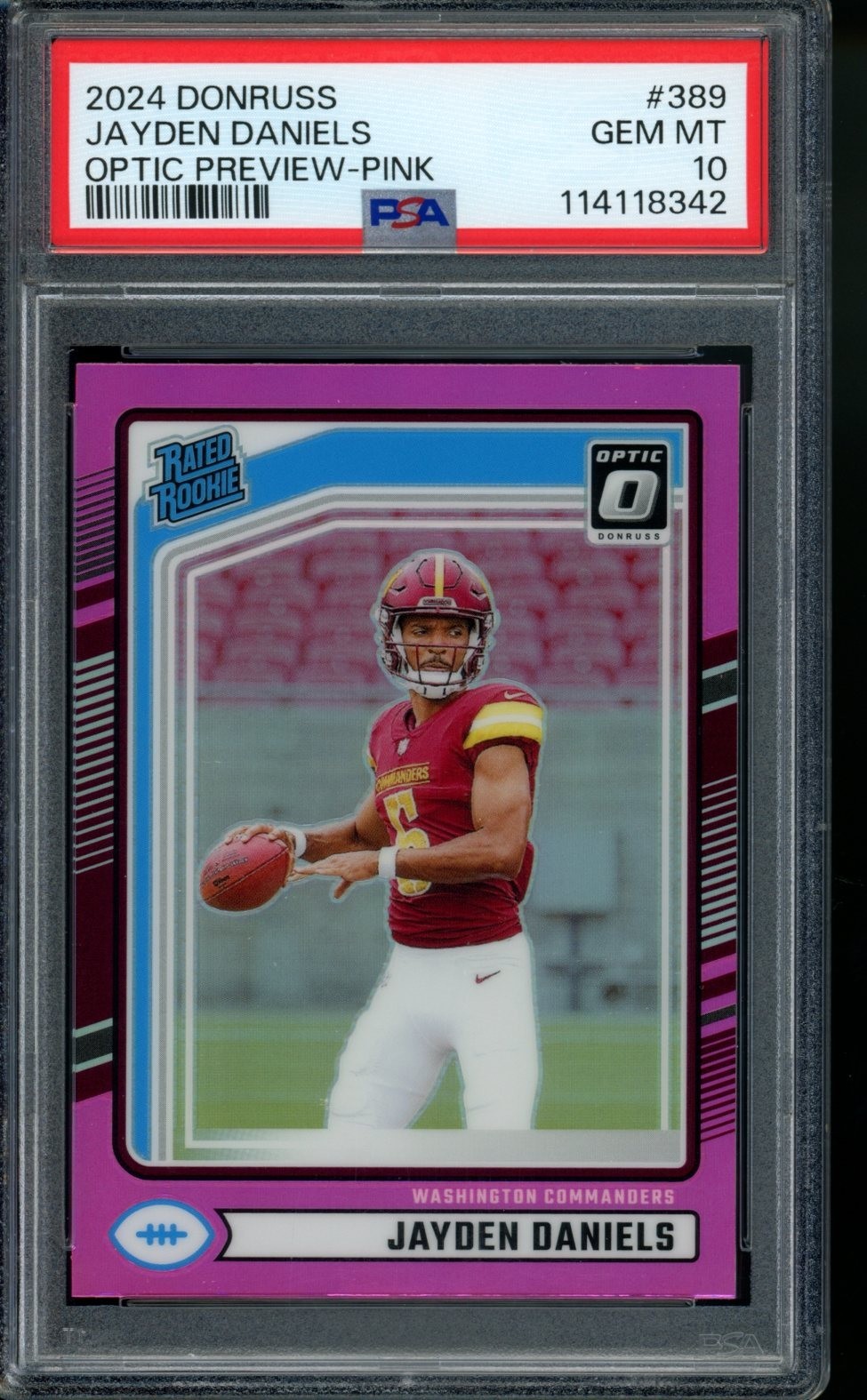 2024 Panini Donruss Optic Preview-Pink: #389 Jayden Daniels PSA 10