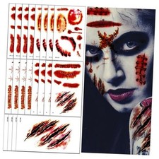 20 Sheets Halloween Zombie Scar Temporary Tattoos Makeup Kit, Wound stickers