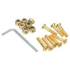 Skateboard Hardware Kit 1" Mounting Screws Bolts Nuts Set with Spanner, Gold