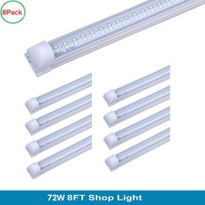 8 Pack 8FT Led Shop Light 72W 8 Foot Led Tube Light T8 Integrated Bulbs Fixture