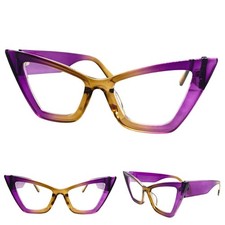 Oversize Exaggerated Retro Cat Eye Clear Lens EYE GLASSES Big Thick Purple Frame