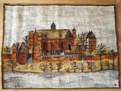 Polnischer Kelim/ Gobelin Handgewebter Wandteppich Mid Century  Marienburg