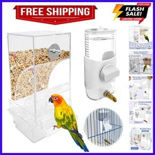 No Mess Bird Feeder  Water Dispenser Set Automatic Parrot Feeder Transparent...