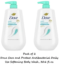 Dove Care and Protect Antibacterial Daily Use Softening Body Wash, 30.6 fl oz x2