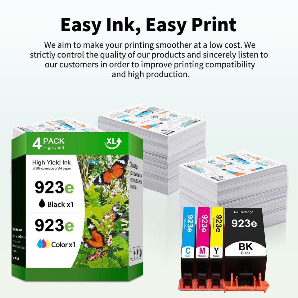 923e BCMY Ink Fits for HP 923e OfficeJet pro 8120 8122e 8124e 8125e ...