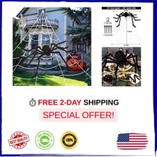 Halloween Spider Web Outdoor Decor 200" with 59" Giant Spider